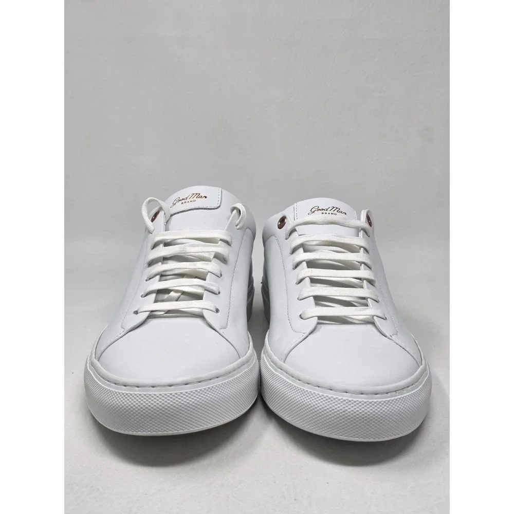 Good Man Brand Mens Size 8 Edge Low Top White Leather Sneakers Made in Italy New